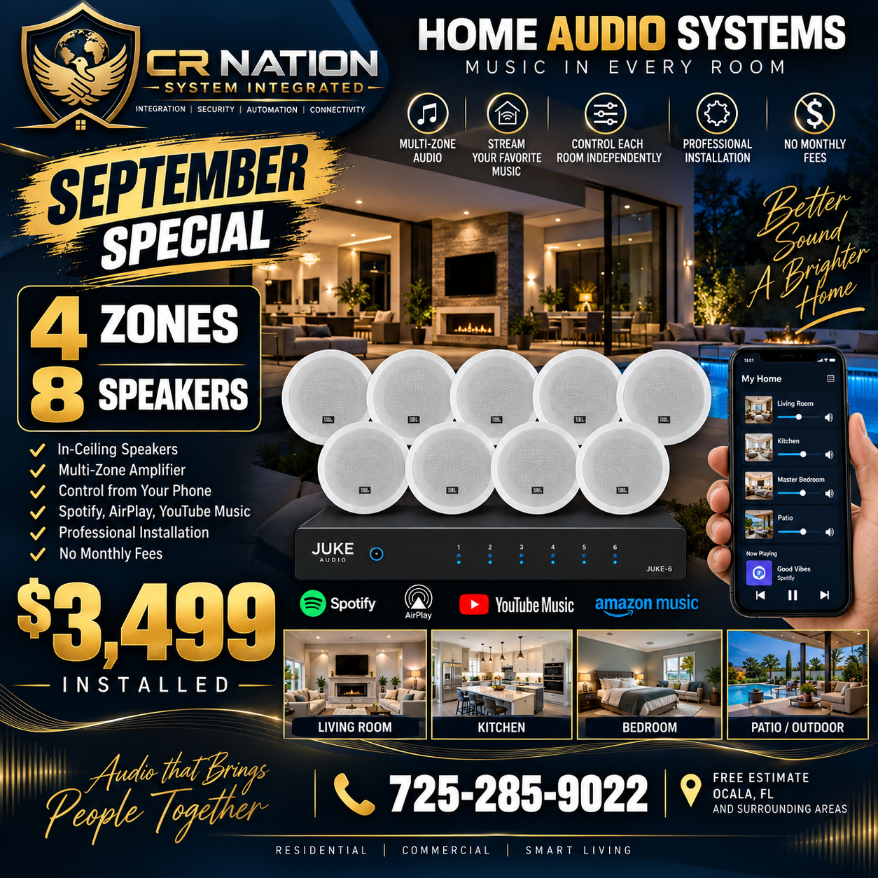 CR Nation September special for a four-zone, eight-speaker home audio system